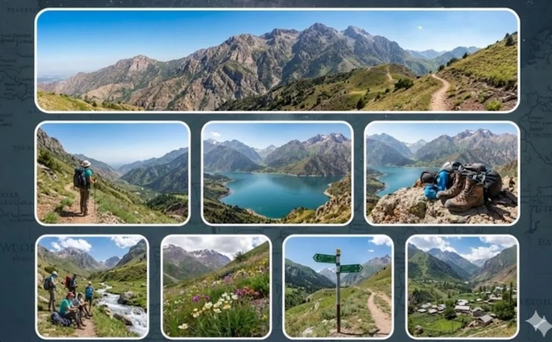 Hiking trails in Chimgan and Nuratau mountains Uzbekistan - trekking guide with scenic mountain views