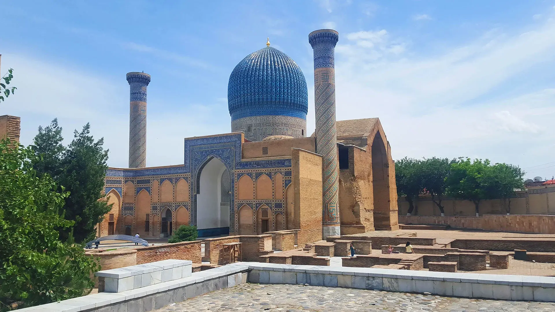 Gur-Emir Mausoleum in Samarkand - burial place of Amir Timur with iconic ribbed blue dome
