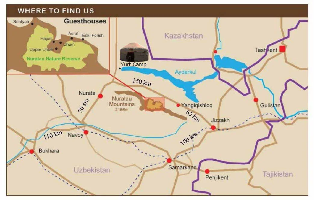 Map of Nuratau Mountains region near Bukhara
